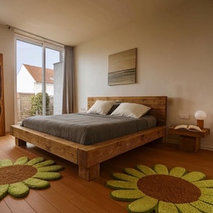 Rustic Low Profile Bed Frame for Cozy Minimalist Bedroom