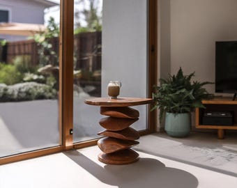 Sculptural Side Table for Living Room Corner or Balcony