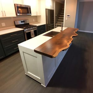 Live Edge Kitchen Island Countertop for Modern or Rustic Home Natural Wood Bar Overhang Slab for Custom Kitchen Remodel or Renovation