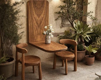 Minimalist Wall Mounted Wooden Table for Balcony and Patio