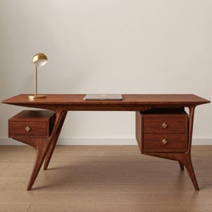 Mid Century Wooden Desk for Home Office and Study Room