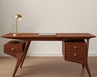 Mid Century Wooden Desk for Home Office and Study Room