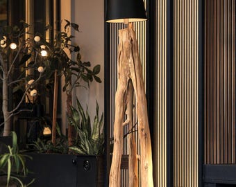 Rustic Farmhouse Tree Trunk Floor Lamp, Corner Floor Lighting, Modern Home Floor Lamp, Minimalist Home Decor, Unique lamp