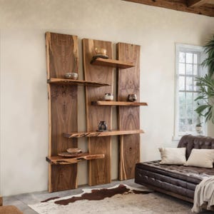 Live Edge Solid Wood Wall Shelves – Rustic Floating Shelf Set for Home & Office - Live Edge Shelves