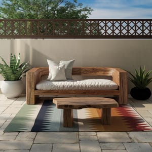 Rustic Outdoor Sofa Set and Coffee Table for Patio or Garden Lounge