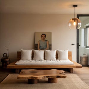 Minimalist Solid Wood Sofa  for Living Room or Studio Lounge