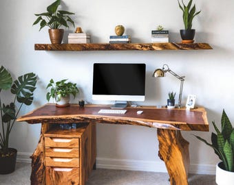 Live Edge Industrial Rustic Desk , Table Handcrafted With Solid Wood Office Desk , Walnut Desk, Large Desk