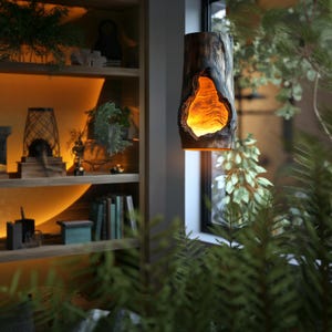 Handcrafted Hollow Wood Pendant Light - Rustic Natural Log Lamp For Warm Ambient Lighting