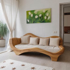 Artistic Wooden Sofa for Modern Living Room or Relaxing Lounge Seating