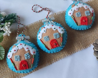 Felt Christmas Baubles - Gingerbread House