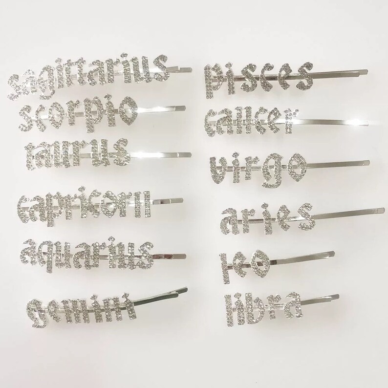 Bling hair clips with zodiac signs Rhinestone Hair Clips Zodiac Gifts for her