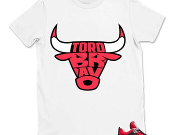 Bull Shirt to Match AJ 4 Retro Toro Bravo 2026 – AJ4 Fire Red Black Cement Grey White Matching Graphic Tee – Toro Bravo 4s Shirt