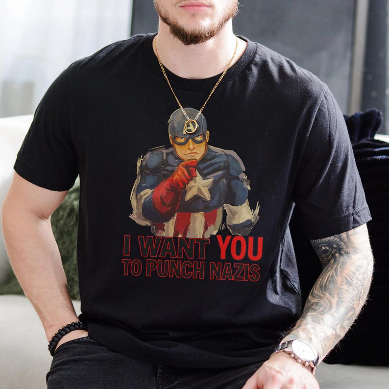 Jag vill att du ska slå nazister, antifascism-tröja, anti-MAGA-tröja, slå din lokala nazist-tröja unisex t-shirt med sweatshirt bild 2