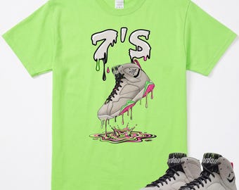 Dripping 7-tröja som matchar AJ 7 Tennis Day-sneaker, Jordan 7-tröja Retro Tennis Day Phantom Lime, matchande tröja i rosa och antracit