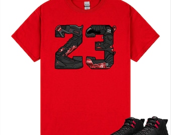 Number 23 Shirt to Match AJ 12 Retro Bloodline, 12s Black Varsity Red Outfit Shirt, Drip Street Sneaker Matching Tees