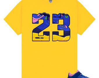 Number 23 Shirt to Match AJ 3 Brazil Racer Blue Blue Void Varsity Maize Lucky Green