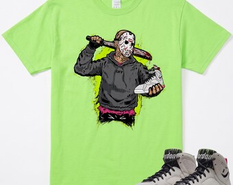 Jason-tröja som matchar AJ 7 Tennis Day-sneaker, Jordan 7s Retro Tennis Day Phantom Lime, matchande t-shirt i rosa Blast-antracit