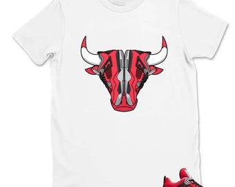 Bull Shirt to Match AJ 4 Retro Toro Bravo 2026 – AJ4 Fire Red Black Cement Grey White Matching Graphic Tee – Toro Bravo 4s Shirt
