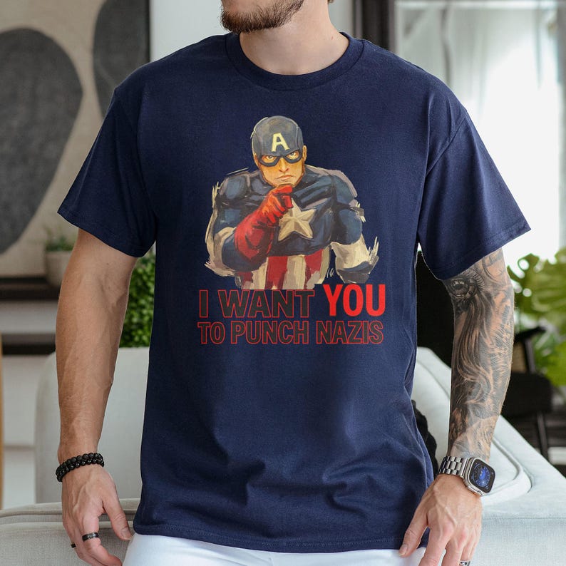 Jag vill att du ska slå nazister, antifascism-tröja, anti-MAGA-tröja, slå din lokala nazist-tröja unisex t-shirt med sweatshirt bild 3