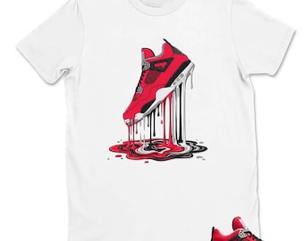 Dripping Shoe Shirt to Match AJ 4 Retro Toro Bravo 2026 – AJ4 Fire Red Black Cement Grey White Matching Graphic Tee – Toro Bravo 4s Shirt