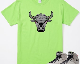 Bull-tröja som matchar AJ 7 Tennis Day-sneakern, Jordan 7s Retro Tennis Day Phantom Lime, matchande t-shirt i rosa och antracit