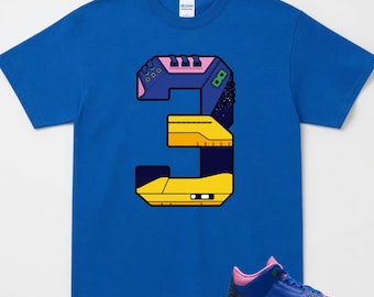 Number 3 Shirt to Match AJ 3 Brazil Racer Blue Blue Void Varsity Maize Lucky Green