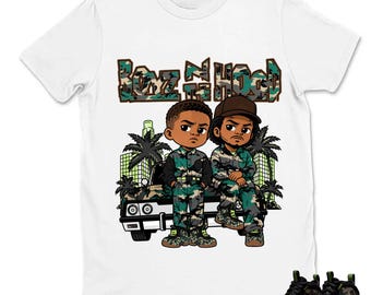 Pojkhuva som matchar Air Foamposite Pro Army Camo 2026, Foamposite Camo Grön Svart Voltage Grön Gummi Mörkbrun Match T-shirt