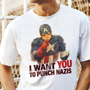 Jag vill att du ska slå nazister, antifascism-tröja, anti-MAGA-tröja, slå din lokala nazist-tröja unisex t-shirt med sweatshirt bild 1
