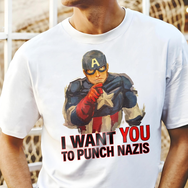 Jag vill att du ska slå nazister, antifascism-tröja, anti-MAGA-tröja, slå din lokala nazist-tröja unisex t-shirt med sweatshirt bild 1