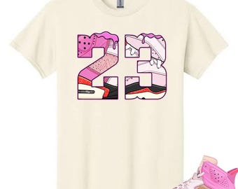 Matchande tröja med nummer 23 till AJ 6 Awake Playful Pink Sneaker, Jordan 6s Awake NY Playful Pink Infrared 23 Shy Pink Arctic Pink Match T-shirt