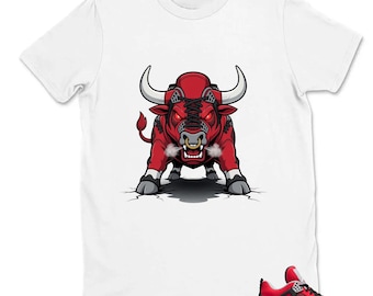 Bull Shirt to Match AJ 4 Retro Toro Bravo 2026 – AJ4 Fire Red Black Cement Grey White Matching Graphic Tee – Toro Bravo 4s Shirt
