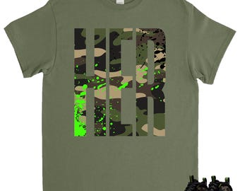 HER-skjorta som matchar Air Foamposite Pro Army Camo 2026, Foamposite Camo Grön Svart Voltage Grön Gummi Mörkbrun Match-tröja