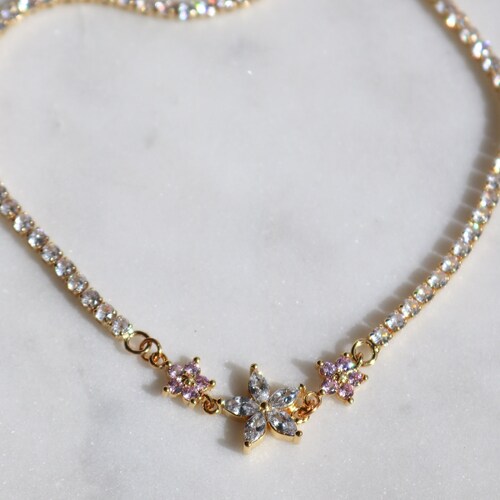Flower Princess Choker Necklace Gold 