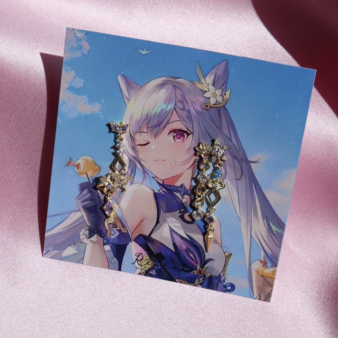 Genshin Impact Keqing Inspired Earrings 925 Sterling Silver Etsy