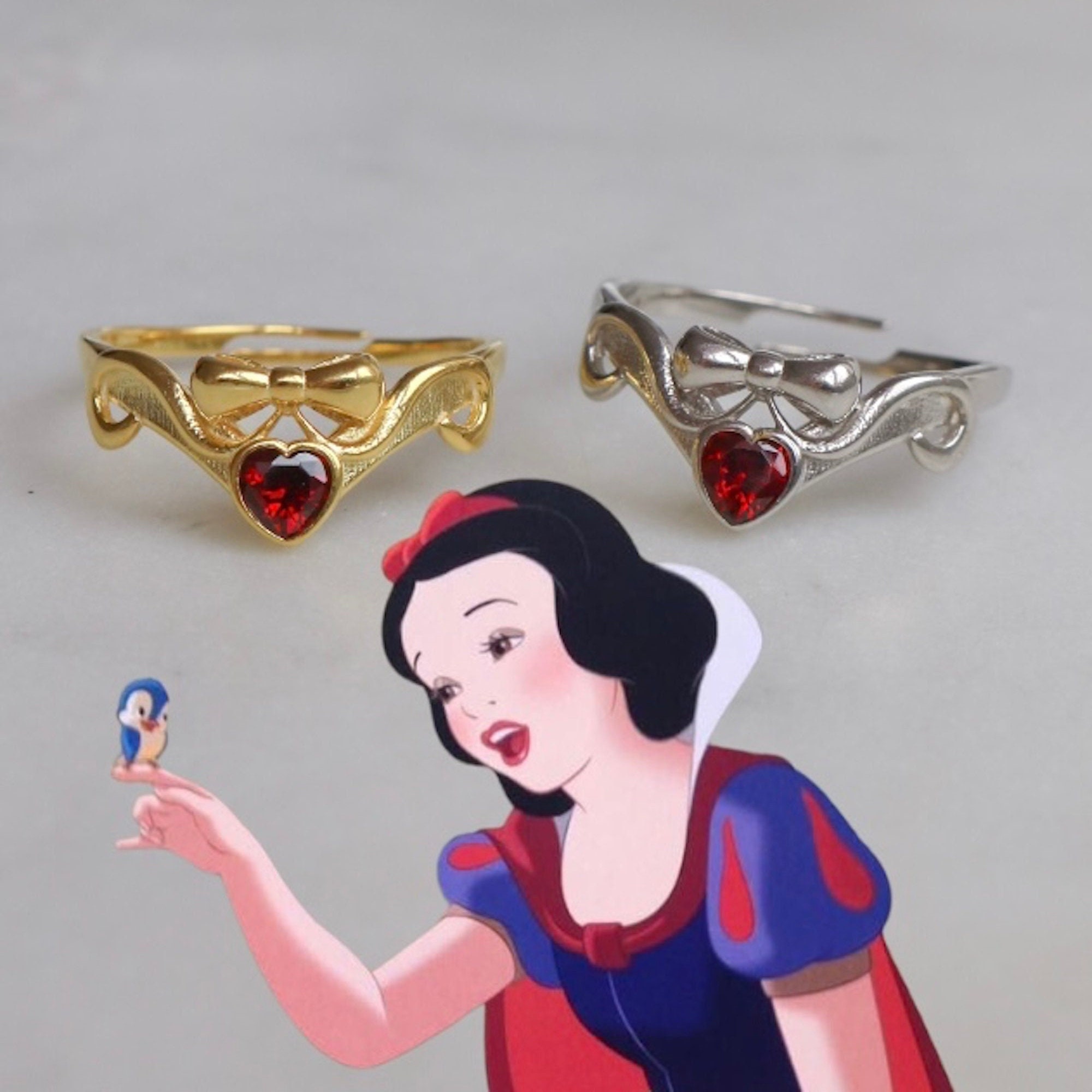 Buy Snow White Ring Ribbon Ring Gold and Silver Plated 924 Online