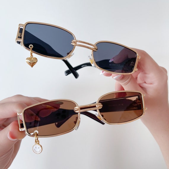 Charm Sunglass Black and Brown Gold Plated Brass Sunglasses 