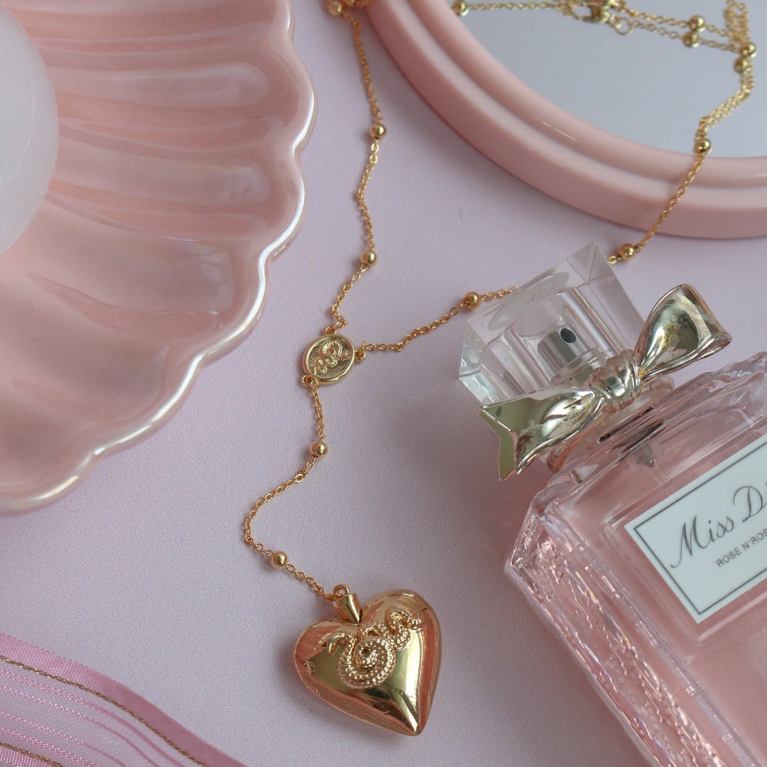 Lana Del Rey Heart Necklace Rosary Emerald Heart Necklace Etsy