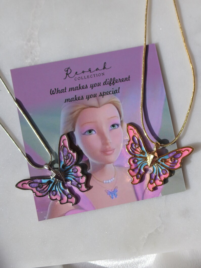 Fairytopia Elina Butterfly Necklace, Mermaidia Necklace, Gift for her, Mariposa Pendant,  Gold and Silver Plated 