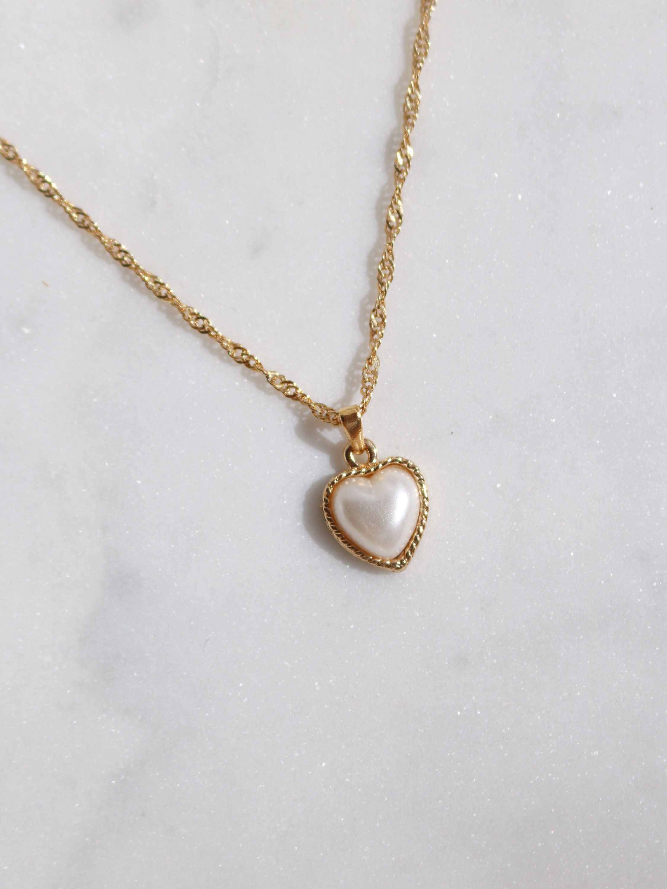 Pearl Heart Shape Necklace Gift for Her Gold Plated Heart Etsy