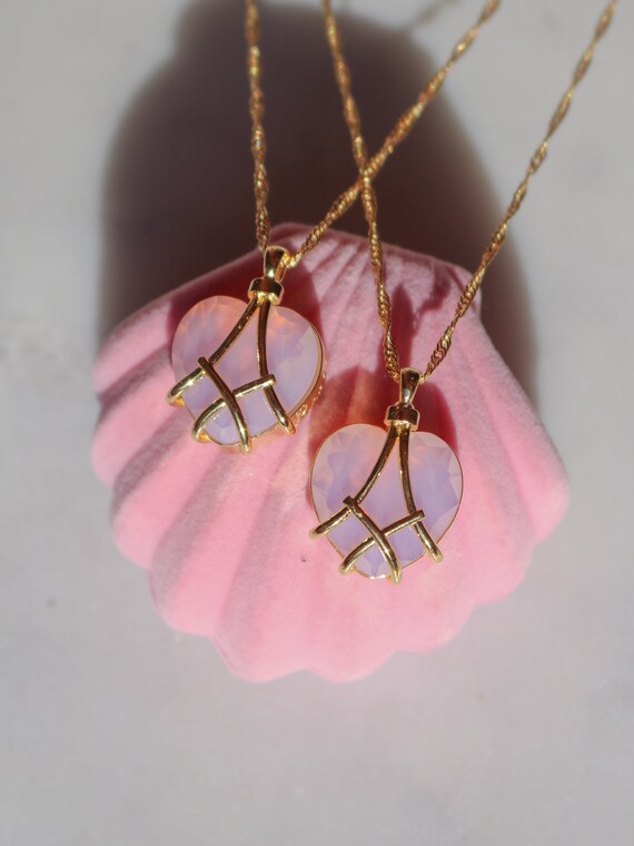 Color Blossom Double Star Pendant, Pink Gold, White Mother-Of