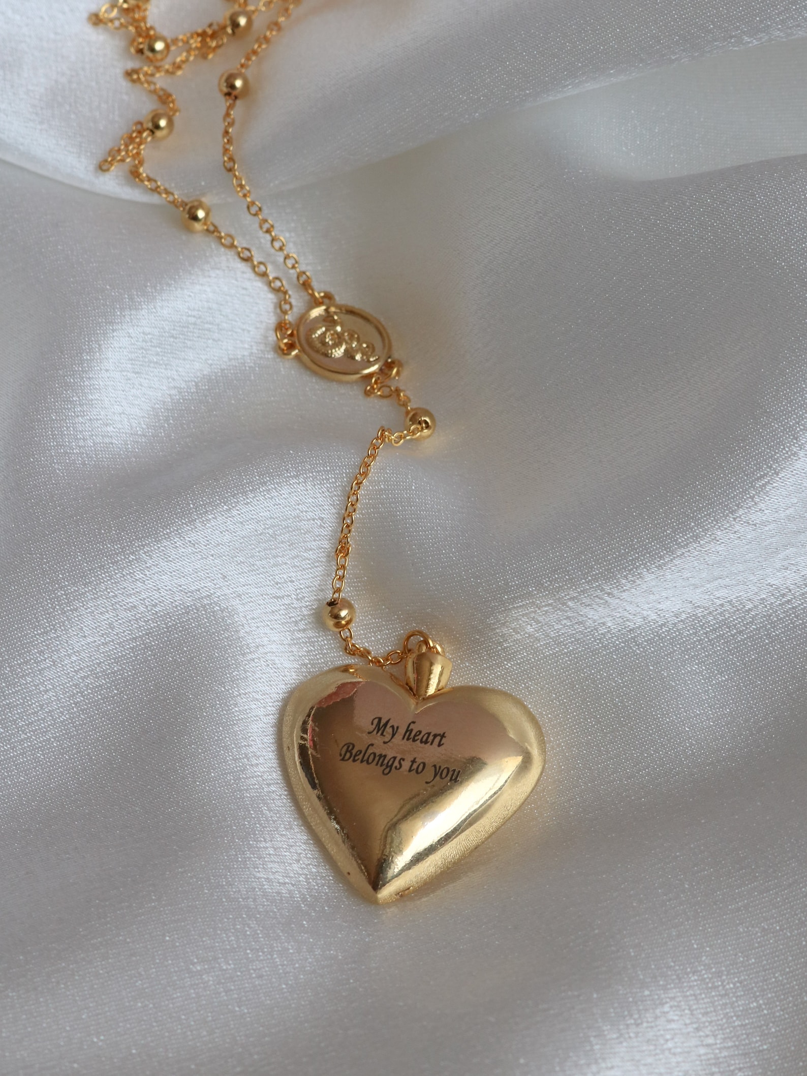 LDR Style Heart Necklace Rosary Emerald Heart Necklace Etsy