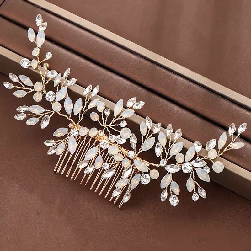 Bridal Hair Comb / Floral Crystal Hair Clip / Bridesmaid Hair Accesso…