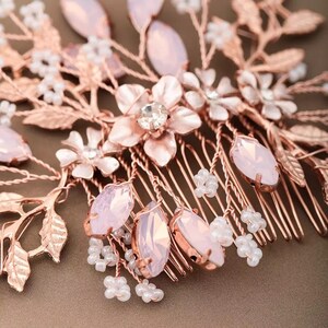 Bridal Hair Comb / Floral Crystal Hair Clip / Bridesmaid Hair Accessory / Rose Gold Wedding Hair Clip / Crystal Hair Slide / Crystal Hair Pi