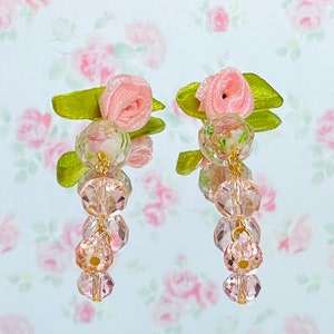 Pink Rose Earrings