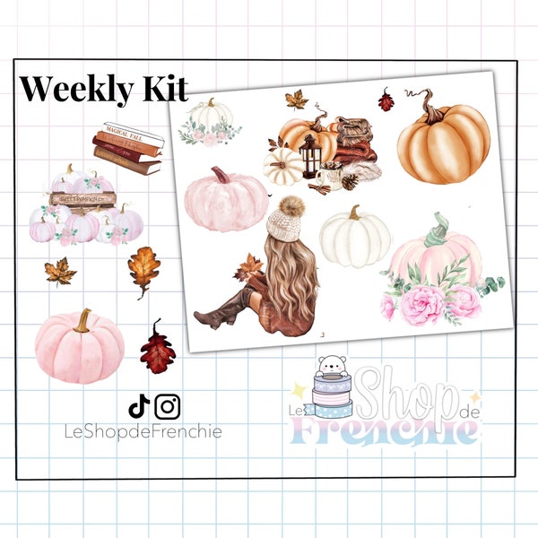 Planche de stickers  pour weekly FALL SEASON décoratives pour carnet, planner, bullet journal