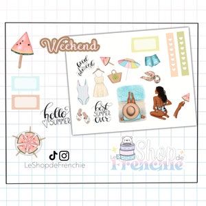 Set di 2 tavole di adesivi decorativi di fine estate per notebook, planner, bullet journal.
