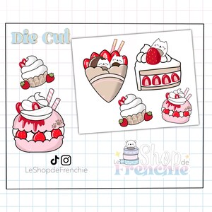 Die Cut stickers décoratifs de pâtisserie détachables sur fond blanc.