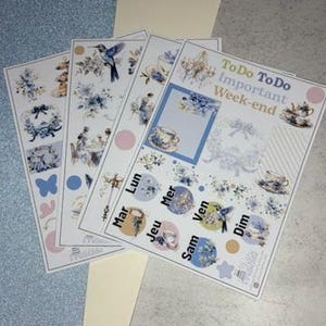 Set mensuel de 3 planches de stickers sur le thème du café
