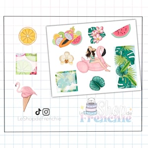 Planche de stickers été décorative pour carnet, planner, bullet journal.