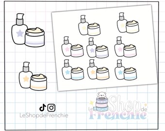 Zorg sticker board, pot van crème voor notebook decoratie, planner, bullet journal